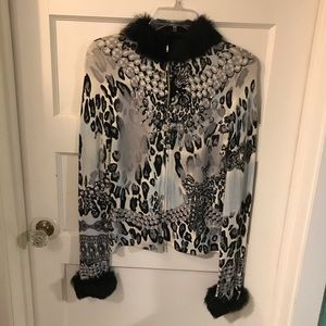 Boston Proper Sweater W/Fur Trim size S